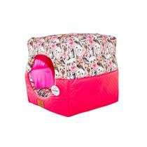 Cama para Cachorro Toca Quadrada em material sintético + Poliéster Rosa Grande (G) 50 x 50 x 50 cm
