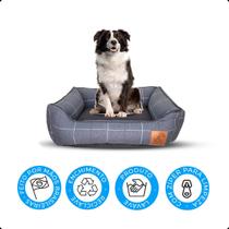 Cama Para Cachorros Medios Almofada Pet Bulldog Labrador - Azul com Linhas - Tamanho M
