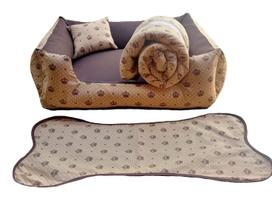 cama para cachorros médios cama para pet cama + edredom e tapete ( marrom coroinhas )