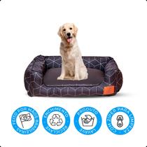 Cama Para Cachorros Porte Grande Golden Retrevier 125x110cm - Linhas Geométricas Preta - Tam G