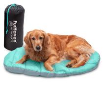 Cama para cães de viagem ao ar livre Furhaven Trail Pup Aqua/Grey Large Cama para cães de viagem ao ar livre Furhaven Trail Pup Aqua/Grey Large