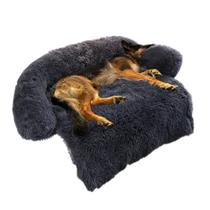 Cama para cães GGIB Calming Fluffy Plush Mat, protetor de móveis
