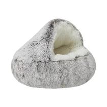 Cama Para Gato De Pelúcia Macia Para Outono/Inverno, Ninho Aconchegante Com Design Semi-Fechado