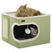 Cama para gatos Garnpet Cube House Indoor com Scratch Pad Green