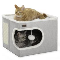 Cama para gatos Garnpet Cube House Indoor com Scratch Pad Grey