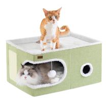 Cama para Gatos Garnpet Cubo Casa Interior con Rascador Verde