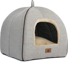Cama para Gatos WINDRACING - Casa Cueva para Gatos con Cojín Acolchonado Lavable, Camas Suaves para Gatitos, Mueble para Mascotas (Grande, Beige)