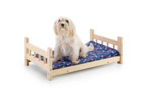 Cama Para Pet Cachorro Gato em Madeira Pinus Com Colchão