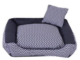 Cama Para Pet Cães E Gatos Chevron Azul Porte Grande F101