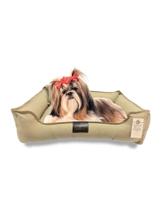 Cama para Pets Cachorro Gato Tamanho M 60x50cm de Brim em Algodão CAQUI Resistente Confortável Caminha Lavável com Zíper Fundo Removível Cochilo Pet