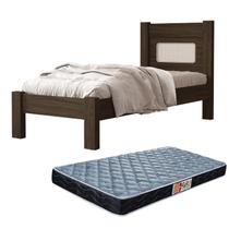 Cama Para Quarto De Solteiro MDF Com Estrado Madeira Clara Com Colchão Incluso 188x88cm Design Moderno detalhe em Rattan Cama Para Quarto De Solteiro MDF Com Estrado Madeira Clara Com Colchão Incluso 188x88cm Design Moderno detalhe em Rattan