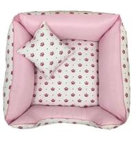 Cama Pet 45X45 Porte Pequeno Capa Lavável - Coroa Rosa/Rosa