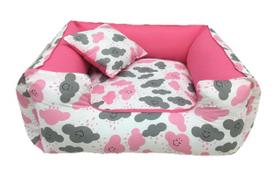 Cama Pet 45X45Cm Porte Pequeno Capa Lavável - Nuvem Rosa