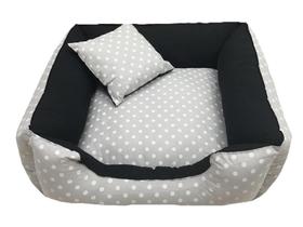 Cama Pet 60 X 60 Cm Fundo Antifriagem Com Zíper Poá Cinza