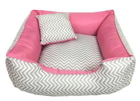 Cama Pet Cachorro Grande 100 X 100 Cm Com Zíper Chevron/Rosa