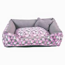 Cama Pet Caminha para Cachorro ou Gato Raça Pequena 100% Algodão + Ossinho Rosa Cinza Cama Pet Caminha para Cachorro ou Gato Raça Pequena 100% Algodão + Ossinho Rosa Cinza