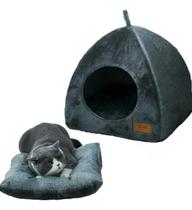 Cama Pet Caverna Tenda Macio Conforto Gato Cachorro Cinza