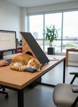 Cama Pet com Rampa, Arranhador e Bolinha Ideal para Gatos, Com Colchãozinho Macio e Espaço para Descanso