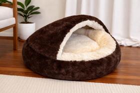 Cama pet nuvem coberta donut fechada caminha com cobertura pelucia iglu plush casinha super aconchegante