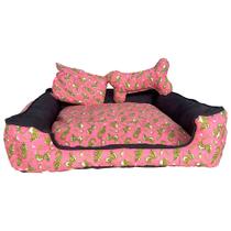 Cama Pet Onix Extra Grande Quadrada Impermeável Variação: Dino Rosa Cama Pet Onix Extra Grande Quadrada Impermeável Variação: Dino Rosa