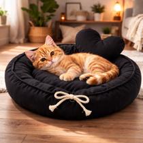 Cama Pet Redonda com Almofadinha de Coração Caminha Para Cães e Gatos Macia