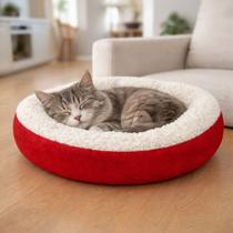 Cama Pet Redonda de Sherpa Quentinha Cama Para Cães e Gatos 50x50