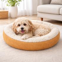 Cama Pet Redonda de Sherpa Quentinha Cama Para Cães e Gatos 50x50