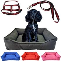Cama Pet Retangular M Tactel Com Zíper + Coleira Peitoral