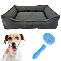 Cama Pet Retangular M Tactel Com Zíper Escova Rasqueadeira