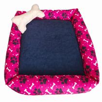 Cama Pet Simples Soft Pequena Pink Pata Preta