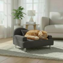 Cama Pet Sofá Poltrona Para Caes e Gato Filó VeloSuede Grafite - Tapecaria Maranatta