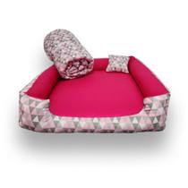 Cama Pet Tamanho Retangular com Edredom - Lavável, com Zíper e Fundo Impermeável.