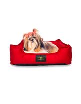 Cama Pets Impermeável Tamanho G 70x60cm em Nylon VERMELHO Luxo Confortável Caminha Lavável com Zíper Fundo Removível para Cachorro e Gato Cochilo Pet