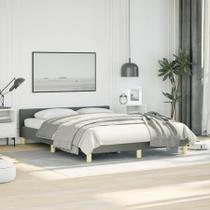 Cama plataforma com estrutura de cama de tecido VidaXL, estilo escandinavo/suporte de lâminas/sem necessidade de molas/sem colchão/de fácil montagem, cama de casal cinza escuro