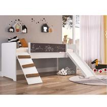 Cama Playground Giz C/ Escorregador e Rampa BY710 - Branco