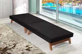 Cama Portátil Dobrável Preto C/pés Madeira Espuma D26 Multifuncional