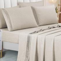 Cama Posta King Size Lizzie 300 Fio Lençol Luxo 100% algodao Bordado