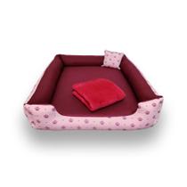 cama pra cachorro grande caminha pet grande retangular vinho + cobertinha pet
