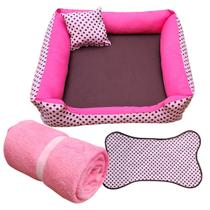 cama pra cachorro ou gato kit pets médios até 12kg caminha média +tapete e mantinha