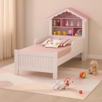 Cama Princesa Solteiro Design Casinha Branco com Rosa