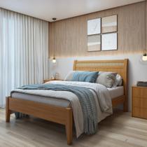 Cama Queen 160cm Madeira Maciça Ratan Esmeralda