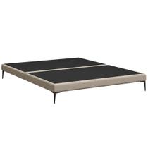 Cama Queen Base Box 158cm Pés Ferro Susano Linho Bege Z04 - Mpozenato Cama Queen Base Box 158cm Pés Ferro Susano Linho Bege Z04 - Mpozenato