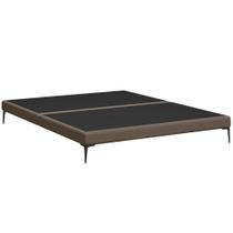 Cama Queen Base Box 158cm Pés Ferro Susano Linho Marrom Z04 - Mpozenato Cama Queen Base Box 158cm Pés Ferro Susano Linho Marrom Z04 - Mpozenato