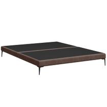 Cama Queen Base Box 158cm Pés Ferro Susano Veludo Marrom Z04 - Mpozenato Cama Queen Base Box 158cm Pés Ferro Susano Veludo Marrom Z04 - Mpozenato