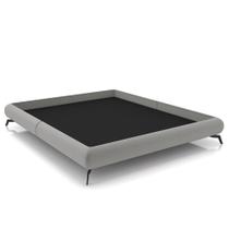 Cama Queen Base Box 158x198cm Pés de Ferro Cold P02 Veludo Cinza - Mpozenato