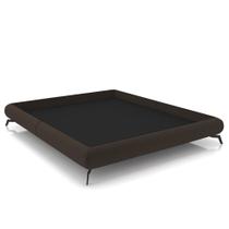 Cama Queen Base Box 158x198cm Pés de Ferro Cold P02 Veludo Marrom - Mpozenato