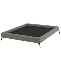 Cama Queen Base Box Pés Ferro 176cm Nami Linho Cinza Escuro - Nexta Casa Cama Queen Base Box Pés Ferro 176cm Nami Linho Cinza Escuro - Nexta Casa