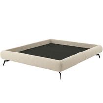 Cama Queen Base Box Pés Ferro 176cm Nami Linho Cru - Nexta Casa Cama Queen Base Box Pés Ferro 176cm Nami Linho Cru - Nexta Casa