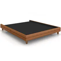 Cama Queen Base Box Pés Madeira 160cm Suném P05 material sintético Whisky - Lyam Decor