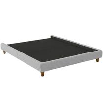 Cama Queen Base Box Pés Madeira 168 cm Otto Bouclé Cinza Claro - Nexta Casa Cama Queen Base Box Pés Madeira 168 cm Otto Bouclé Cinza Claro - Nexta Casa